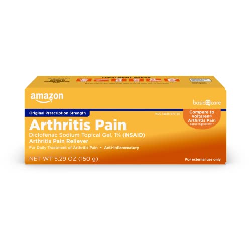 Amazon Basic Care Arthritis Pain Relieving Gel, Diclofenac Sodium Topical Gel, 1% (NSAID), 5.29 Oz (150 Grams)