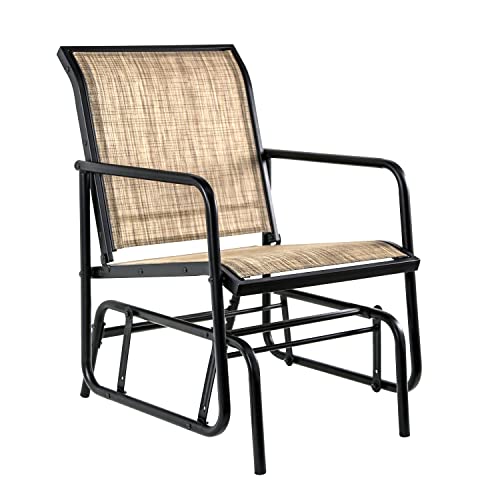 Amazon Basics Outdoor Patio Textilene Glider Chair, Brown, 29.12"D x 22.44"W x 34.65"H