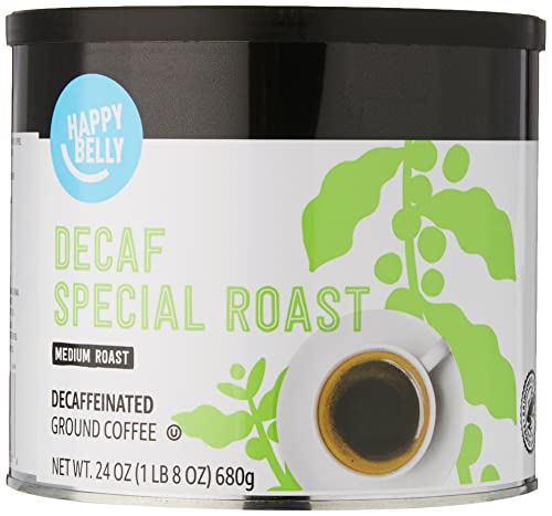 Amazon Brand - Happy Belly Decaf Canister Ground Coffee, Medium Roast, 24 Ounce