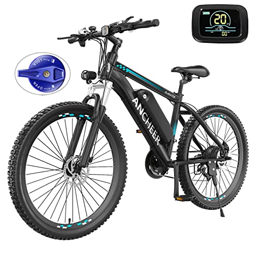 ANCHEER 500W Electric Bike 26'' Gladiator Electric Mountain Bike, Electric Ebike for Adults with 48V Removable Battery, Up to 50 Miles, 3.5H Fast Charge, Shimano 21Speed, Lockable Suspension Fork