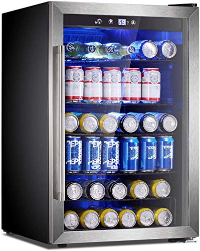Antarctic Star Beverage Refrigerator Cooler - 145 Can Mini Fridge Glass Door for Soda Beer or Wine Small Drink Dispenser Clear Front for Home, Office or Bar, Silver,4.4cu.ft