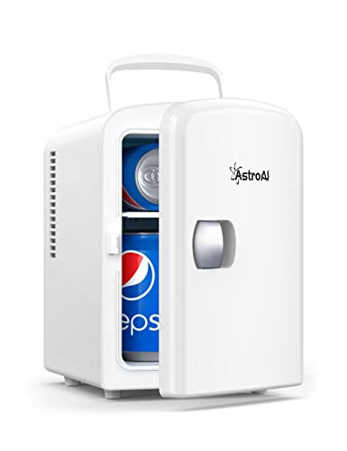 AstroAI Mini Fridge, 4 Liter/6 Can AC/DC Portable Thermoelectric Cooler and Warmer Refrigerators for Mother's Day Gift, Skincare, Beverage, Home, Office and Car, ETL Listed (White