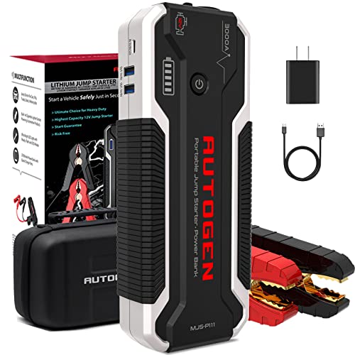 AUTOGEN 3000A Car Battery Jump Starter (for 10.0L Gas and Diesel) 12V Auto Booster Battery Pack, Jump Box with Quick Charger, Smart Jumper Cables and DC Output