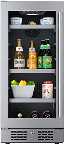 Avallon ABR152SGLH 15 Inch Wide 86 Can Beverage Center with LED Lighting