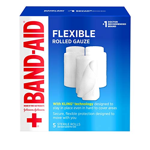 Band Aid Brand of First Aid Products Flexible Rolled Gauze Dressing for Minor Wound Care, Soft Padding and Instant Absorption, 3 Inches by 2.1 Yards, Value Pack 5 ct