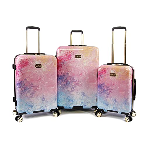 bebe Women's Kylie Spinner Suitcase, Glass Gradient, 3pc Set