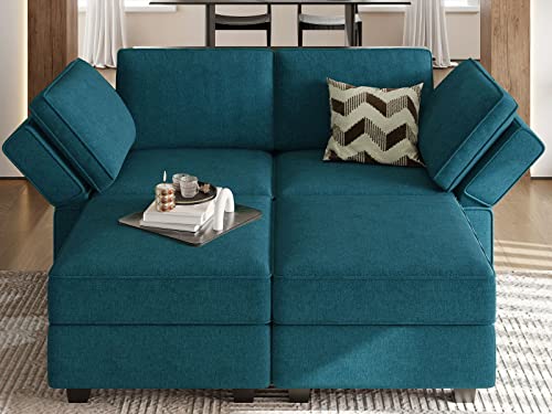 Belffin Modular Small Sofa Sectional Sleeper Couch Convertible Sectional Sofa Bed Set for Small Space Peacock Blue