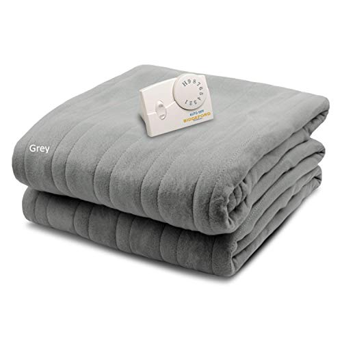 Biddeford Blankets Comfort Knit Electric Heated Blanket with Analog Controller Twin (Grey)
