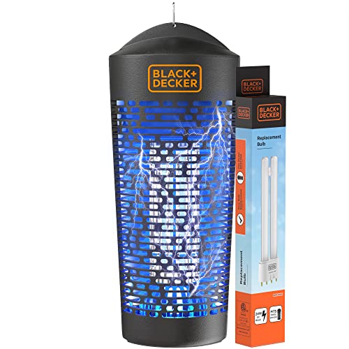 BLACK+DECKER Bug Zapper- Mosquito Repellent & Fly Traps for Indoors- Mosquito Zapper & Killer- Gnat Trap Bug Catcher for Insects Outdoor, Half Acre Coverage & Free Bulb Included