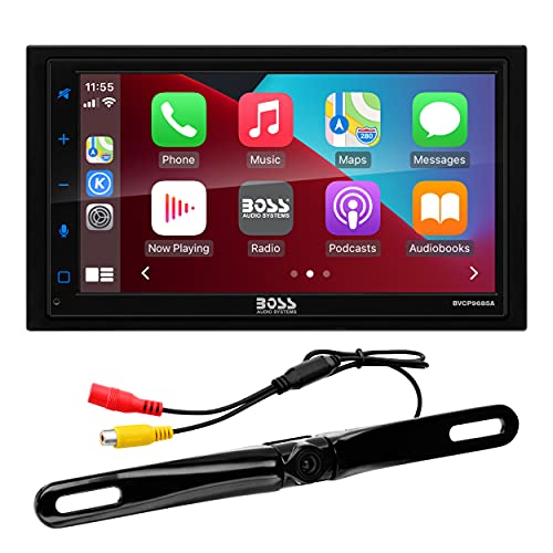 BOSS Audio Systems BCPA9685RC Car Audio Stereo System, Apple CarPlay, Android Auto, 6.75 Inch Double-Din, Touchscreen, Bluetooth Audio and Calling Head Unit, AM/FM Radio Receiver, USB, Backup Camera