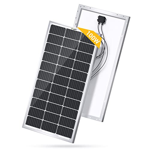 BougeRV 9BB 100 Watts Mono Solar Panel,21.9% High Efficiency Half-Cut Cells Monocrystalline Technology Work with 12 Volts Charger for RV Camping Home Boat Marine Off-Grid.