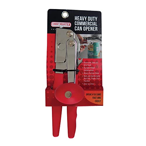 Chef-Master 90056 Commercial Can Opener | Sharp Cutting Discs | Durable Metal Construction | Comfortable Ant-Slip Grip | Heavy Duty Can Opener for Large Cans | Manual Can Opener Commercial