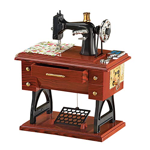Collections Etc Animated Antique Sewing Machine Tabletop Music Box Complete with Fabric, Scissors, and Treadle Pedal - Plays Fur Elise