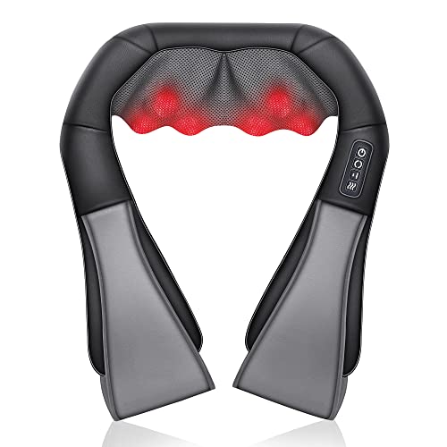 CooCoCo Shiatsu Neck Massager with Heat, Back Massager, 8 Massage Nodes,Deep Kneading Shoulder Massager Pillow for Pain Relief,Gift for Mom,Dad,Men,Women,Office,Home Use