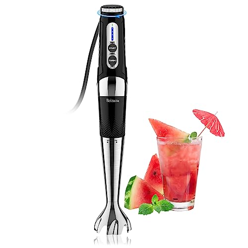Corded Immersion Hand Blender: 3-Angle Adjustable with Variable 21-Speed Control, Powerful Hand Blender Electric for Milkshakes | Smoothies | Soup| Puree | Baby Food (Black)