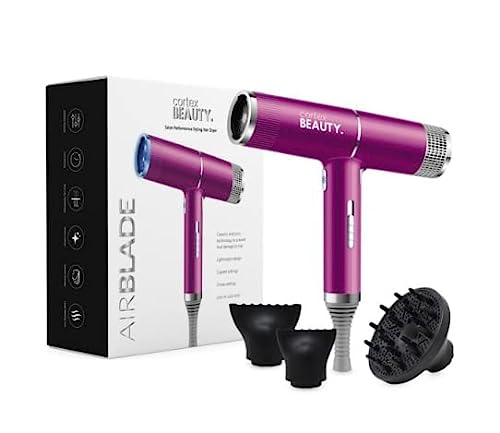 Cortex Beauty Air Blade - Blue Ionic Technology for Pro Performance Drying Hair Dryer with Diffuser, Foldable Handle, Constant Temperature Hair Care Without Hair Damage. (Purple)