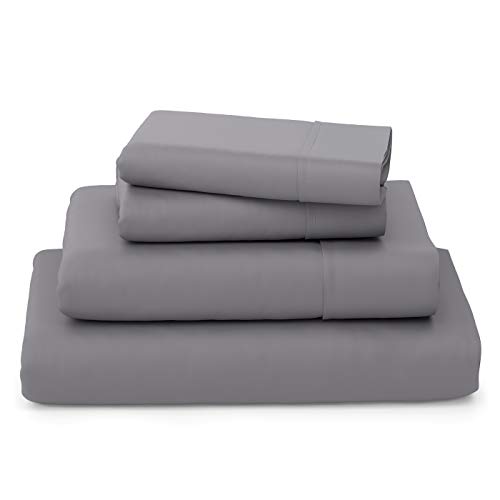 Cosy House Collection Luxury Bamboo Sheets - Blend of Rayon Derived from Bamboo - Cooling & Breathable, Silky Soft, 16-Inch Deep Pockets - 4-Piece Bedding Set - Queen, Grey