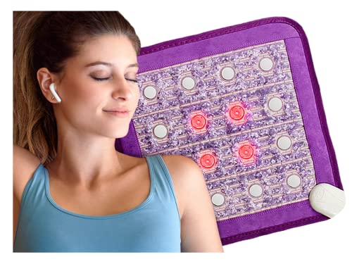 Crystal Heating Pad Mat | Bio Amethyst & Ceramic Tourmaline | Far Infrared Heating Pads | Small Travel | Negative Ions | 108-Day Risk-Free Guarantee | Sparkle Mats