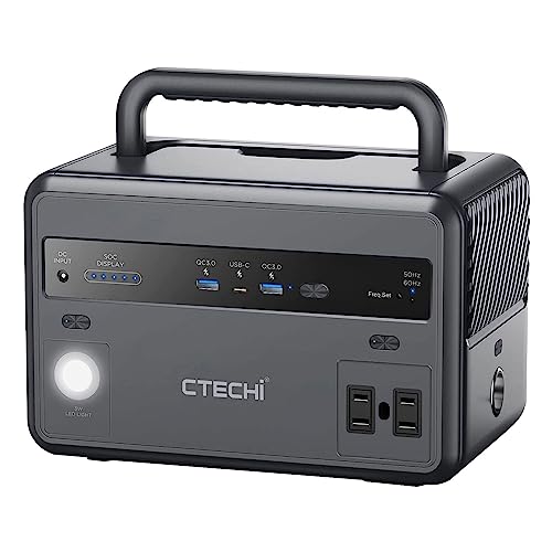 CTECHi Portable Power Station 300W with LiFePO4 Battery, 299Wh Solar Powered Generator, Battery Power Supply for Home Emergency Use, Outdoor, CPAP, Camping, Weekend Trip and Fishing