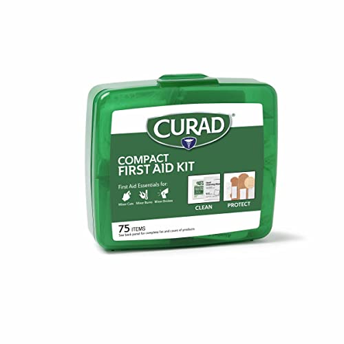 Curad Compact First Aid Kit, Green 75 Items, 1 Each