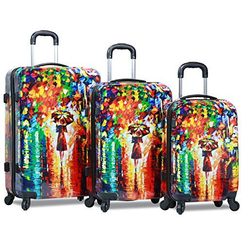 Dejuno Women's 3-Piece Lightweight Hardside Spinner Upright Luggage Set, Multicolor, One Size