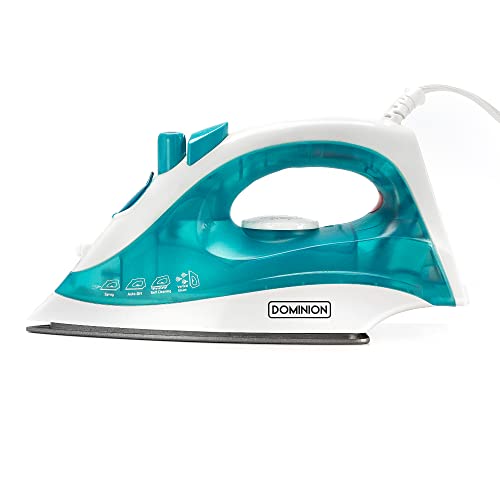 Dominion Advanced Steam Iron for Clothes with Non-Stick Soleplate, Lightweight 1200W Iron with Vertical Steam and Adjustable Thermostat Control, Self Clean, Pivoting Cord, and Steam/Dry/Spray Functions, Teal