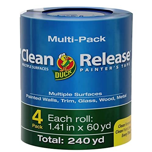 Duck Clean Release Blue Painter's Tape 1.5-Inch (1.41-Inch x 60-Yard), 4 Rolls, 240 Total Yards, 240460