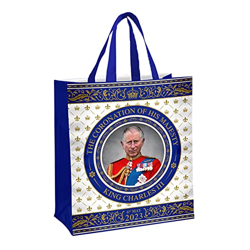 Elgate King Charles III Coronation PP Non Woven Bag Commemorative Memorabilia Shoulder Tote Bag Souvenirs Gift