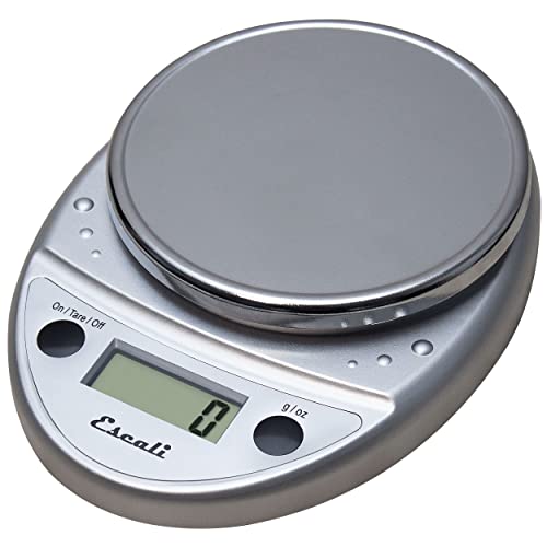 Escali Primo Digital Food Scale Multi-Functional Kitchen Scale and Baking Scale for Precise Weight Measuring and Portion Control, 8.5 x 6 x 1.5 inches, Chrome