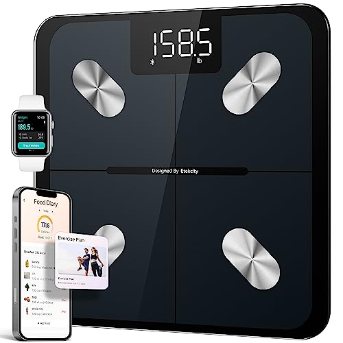 Etekcity Scale for Body Weight and Fat Percentage, Smart Accurate Digital Bathroom Body Composition Bluetooth Weighing Machine for People's BMI, Million-User App Offers Diet & Exercise Plan, 400lb