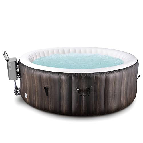EVAJOY Inflatable Hot Tub, Portable Inflatable Hot Tub with Built-in LED, Electric Heater Pump, Hot Tub Spa with 140 Air Jets, 4-6 Adults, for Backyard, Garden, Indoor