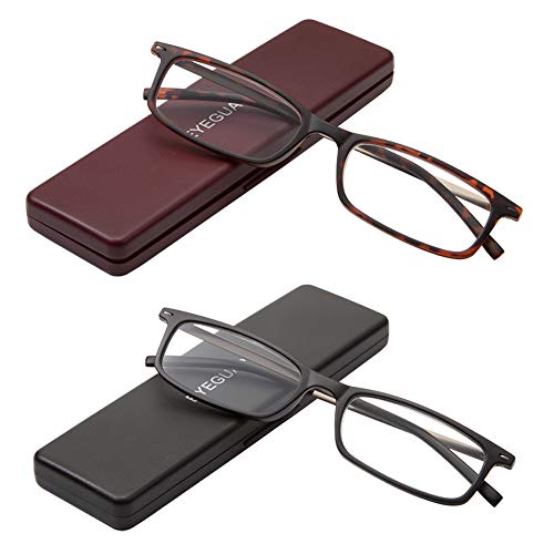 EYEGUARD Reading Glasses with Portable Case Slim Mini Pocket Readers for Women Men Eye Glasses