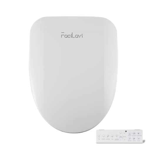 Facilavi FC3se Electronic Bidet Toilet Seat with Instant Warm Water Elongated Smart Toilet Seat with Heated Seat Washlet with Self-Cleaning Nozzle without Warm Dryer for Men/Women/Child