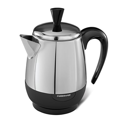Farberware 2-4-Cup Electric Percolator coffee maker, Stainless Steel, Automatic Warm Function, FCP240,Black/Silver