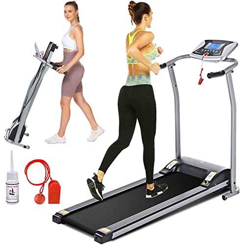 Folding Treadmill with Incline for Home Gym Electric Compact Treadmills Foldable Walking Jogging Running Machine with LCD Monitor,Pulse Grip and 12 Preset Program Space Saving Installation Free