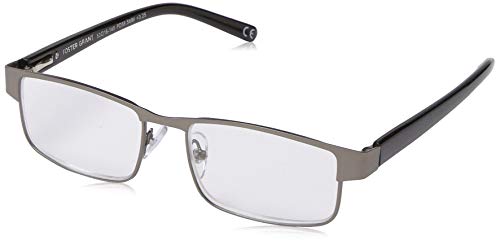 Foster Grant Men's Leo Square Reading Glasses, Gunmetal/Transparent, 59 mm + 1.25