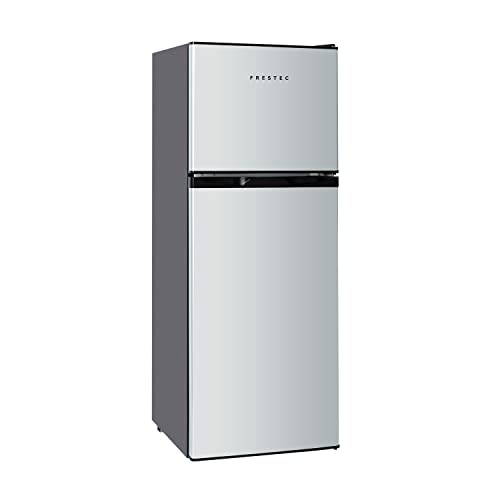 Frestec 4.7 CU' Refrigerator, Mini Fridge with Freezer, Compact Refrigerator, Small Refrigerator with Freezer, Top Freezer, Adjustable Thermostat Control, Door Swing, Stainless Steel Look (FR 472 SL)
