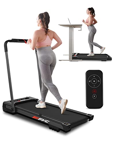 FYC Under Desk Treadmill - 2 in 1 Folding Treadmill Desk Workstation for Home 300LBS Weight Capacity, 3.5HP Free Installation Foldable Treadmill Compact Electric Running Machine for Office, Black