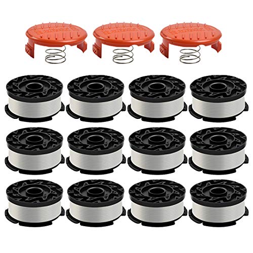 Generep Weed Eater Spool Compatible with Black and Decker AF-100,30 Feet/0.065 Inch Line String Trimmer Generic Replacement Spool (12 Spool,3 Cap,3 Spring)