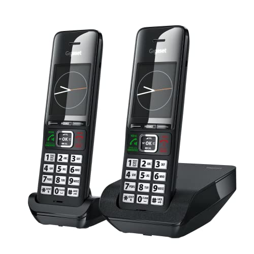Gigaset Comfort 552 Duo - 2 Cordless Phones - Made in Germany - Elegant Design - Hands-Free Mode - Comfort Call Protection - Phone Book for 200 Entries, Titanium-Black