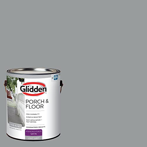 Glidden Grab-N-Go Porch and Floor Interior/Exterior Paint, 1 Gallon, Satin, Light Gray, 128 Fl Oz (Pack of 1)