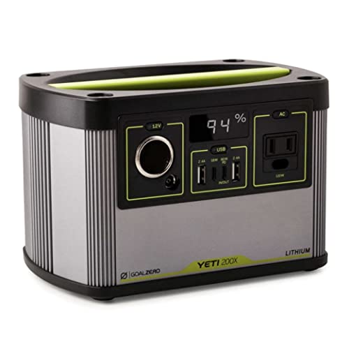 Goal Zero Yeti 200X Portable Power Station, 187-Watt-Hours, Solar-Powered Generator (Solar Panel Not Included), USB Ports and AC Outlets, Portable Generator for Camping and Emergency Power