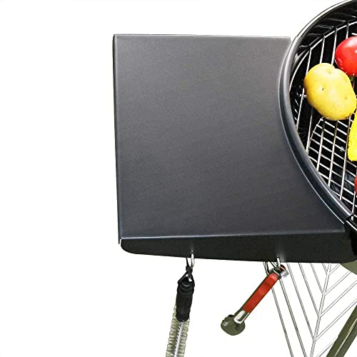 Grisun Grill Table Shelf - for Weber Kettle Grills 22 Inches, Side Table Shelf for Weber Master Touch, Original Kettle Charcoal Grill, Black Powder Coated Steel BBQ Table, Kettle Grill Accessories