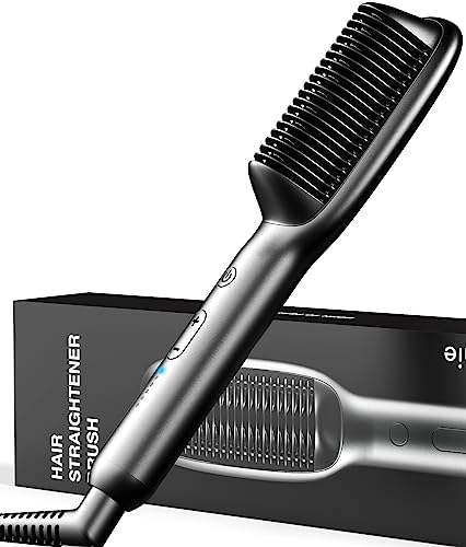 Hair Straightener Brush, SHINCHIE Oar Straightening Brush with Active Damage Avoidance (ADA) tech, Hot Comb for Women with Nano Ceramic Coating 5 Temperature Settings 30s Fast Heating&Anti-Scald