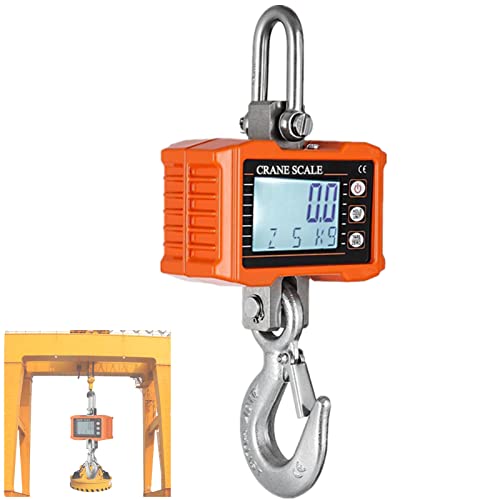 Hanging Scale, Geevorks Digital Crane Scale 1000KG (2204lbs), Industrial Heavy Duty Crane Scale LCD Backlight with Unit Change/Data Hold/Tare/Zero for Construction Site Travel Market Fishing