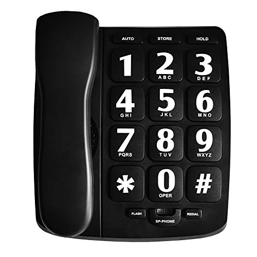 HePesTer P-02 Extra Large Button Corded Phone for Senior, Amplified Phone for Hearing Impaired Aid Home Phone Landline for Elderly Wall Phone with Speed Dial Memory,Loud Ringer, Easy to Program