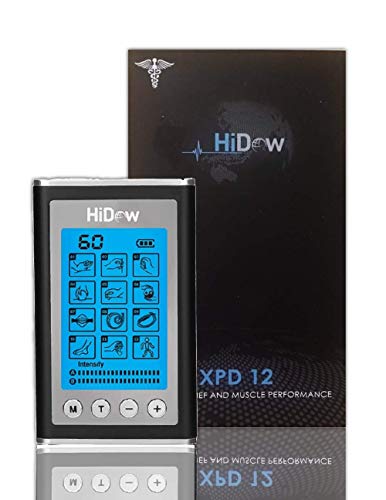 HiDow XPD Dual Channel TENS EMS Unit 12 Modes Muscle Stimulator Pain Relief Therapy Electronic Pulse Massager for Sore Muscles in Your Shoulders, Back Sciatica Pain, Ab's, Legs, Knee's and More