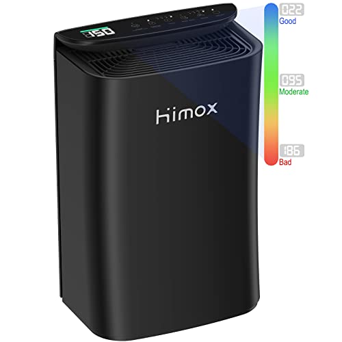 HIMOX Air Purifier for Home Large Room 1560 sq ft, PM2.5/PM10 Air Quality Monitor, H13 True HEPA Filter Remove 99.99% of Smoke, Dust, Pollen, Pet Hair, Quiet Odor Eliminator for Bedroom Allergies, M11