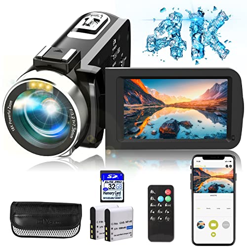 Hojocojo 4K Video Camera, Camcorder with IR Night Vision, WiFi Digital Camera, 18X Digital Zoom, Vlogging Camera for YouTube, Kids Video Camera, Built in Microphone, Remote, 3" Touch Screen