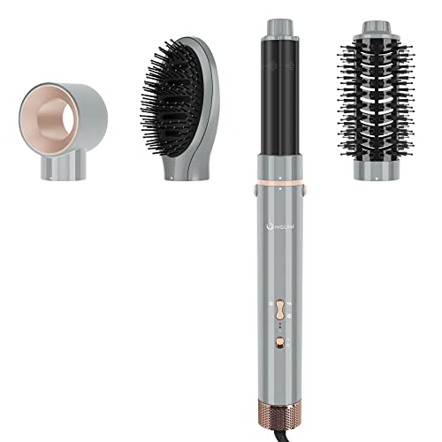 IG INGLAM MegaAIR Styler, 4 in-1 Professional Hair Dryer Brush 110,000 PRM Brushless BLDC Motor Ionic Hot Air Volumizing and Shape, Gray